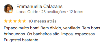 Avaliação de Emmanuella Calazans no Google